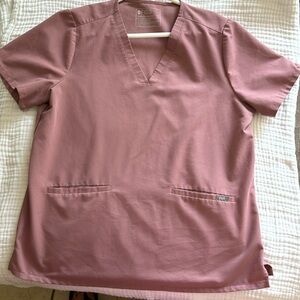 Figs Mauve V-Neck Scrub Top and jogger bottom